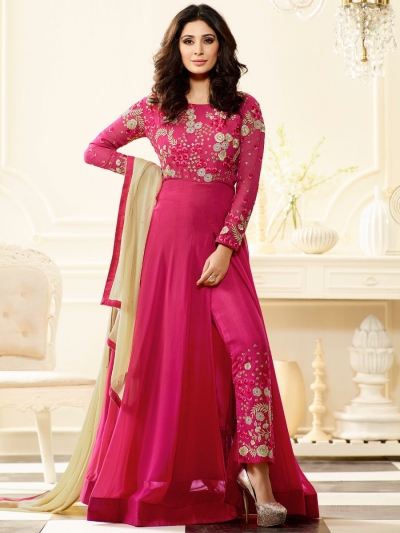 Pink color party wear georgette anarkali